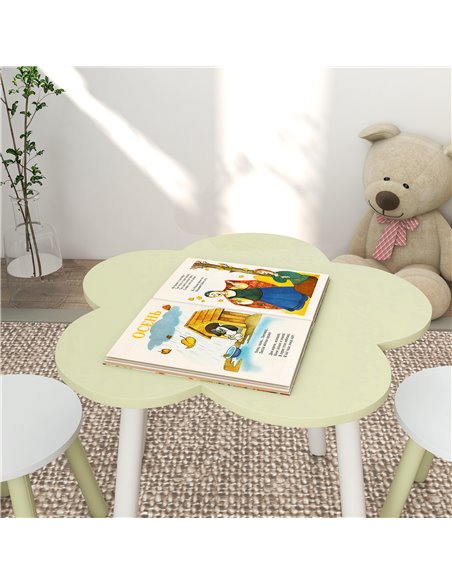 ZONEKIZ Children's 3 Piece Table and Chair Set, Flower Design, Ideal for Bedroom, Nursery, Playroom, Yellow 312-109V00YL - pic 93141 | FastDaddyshop