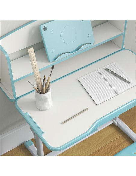ZONEKIZ Height Adjustable Kids Study Table and Chair Set, with Drawer, Storage Shelf, 80 x 54.5 x 104 cm, Blue 312-106V80BU - pic 93150 | FastDaddyshop