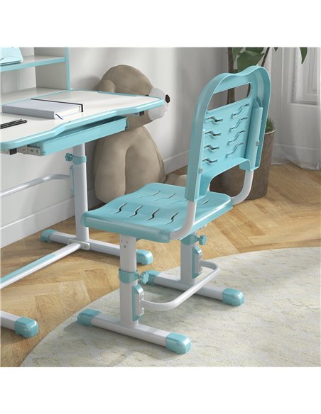 ZONEKIZ Height Adjustable Kids Study Table and Chair Set, with Drawer, Storage Shelf, 80 x 54.5 x 104 cm, Blue 312-106V80BU - pic 93151 | FastDaddyshop