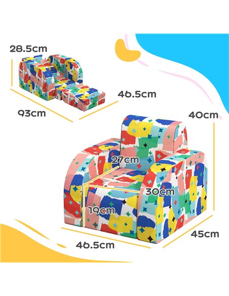 AIYAPLAY Foldable Toddler Chair Soft Snuggle Sponge Filled for Bedroom Playroom, Aged 18 Months to 3 Years - Multicoloured 310-0 - pic 93154 | FastDaddyshop