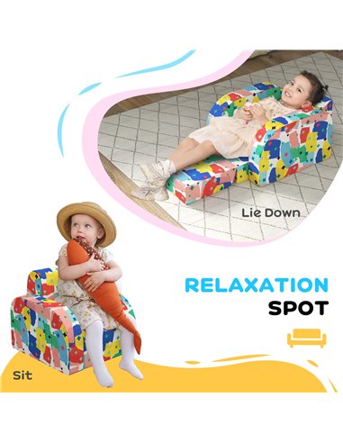 AIYAPLAY Foldable Toddler Chair Soft Snuggle Sponge Filled for Bedroom Playroom, Aged 18 Months to 3 Years - Multicoloured 310-0