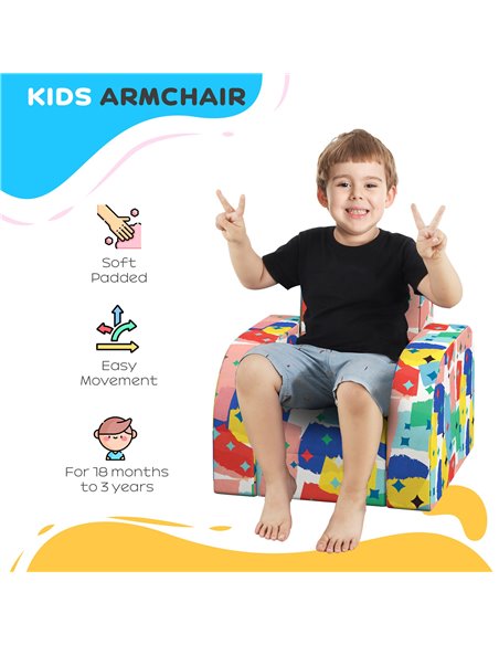 AIYAPLAY Foldable Toddler Chair Soft Snuggle Sponge Filled for Bedroom Playroom, Aged 18 Months to 3 Years - Multicoloured 310-0 - pic 93156 | FastDaddyshop