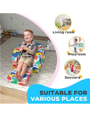 AIYAPLAY Foldable Toddler Chair Soft Snuggle Sponge Filled for Bedroom Playroom, Aged 18 Months to 3 Years - Multicoloured 310-0