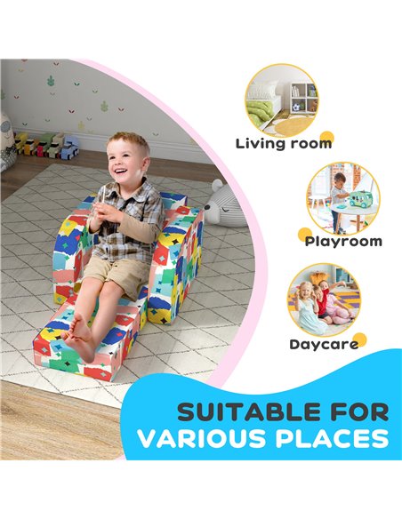 AIYAPLAY Foldable Toddler Chair Soft Snuggle Sponge Filled for Bedroom Playroom, Aged 18 Months to 3 Years - Multicoloured 310-0 - pic 93157 | FastDaddyshop