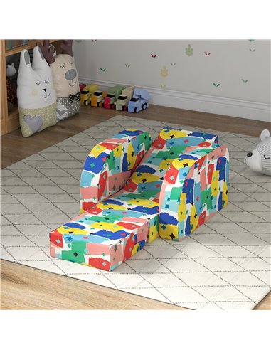 AIYAPLAY Foldable Toddler Chair Soft Snuggle Sponge Filled for Bedroom Playroom, Aged 18 Months to 3 Years - Multicoloured 310-0