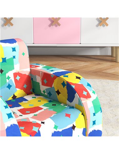 AIYAPLAY Foldable Toddler Chair Soft Snuggle Sponge Filled for Bedroom Playroom, Aged 18 Months to 3 Years - Multicoloured 310-0