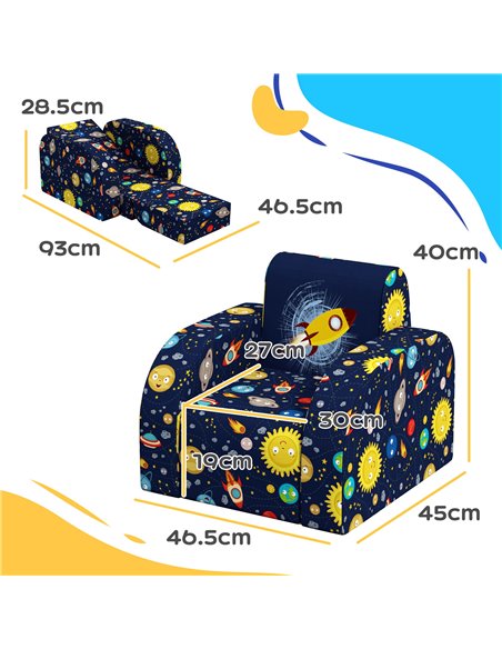 AIYAPLAY Foldable Toddler Chair Soft Snuggle Sponge Filled for Bedroom Playroom, Aged 18 Months to 3 Years - Dark Blue 310-077V7 - pic 93163 | FastDaddyshop