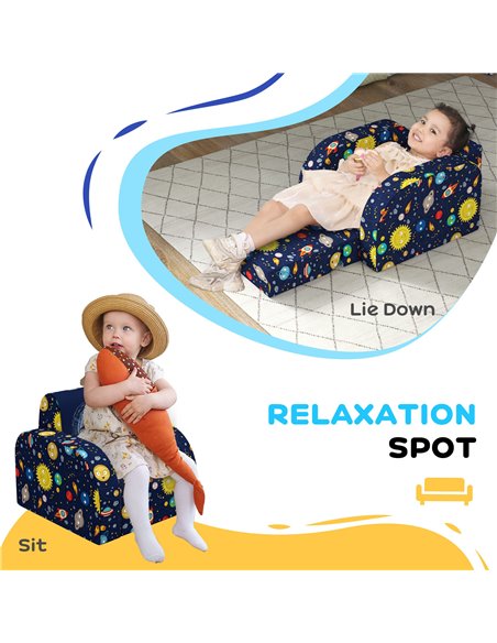 AIYAPLAY Foldable Toddler Chair Soft Snuggle Sponge Filled for Bedroom Playroom, Aged 18 Months to 3 Years - Dark Blue 310-077V7 - pic 93164 | FastDaddyshop