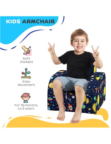 AIYAPLAY Foldable Toddler Chair Soft Snuggle Sponge Filled for Bedroom Playroom, Aged 18 Months to 3 Years - Dark Blue 310-077V7