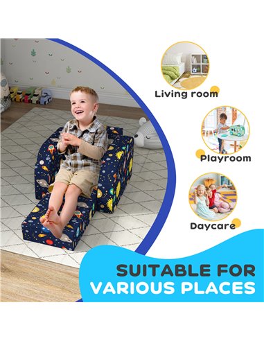AIYAPLAY Foldable Toddler Chair Soft Snuggle Sponge Filled for Bedroom Playroom, Aged 18 Months to 3 Years - Dark Blue 310-077V7