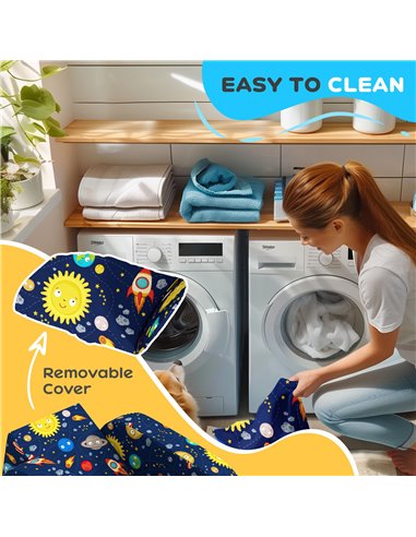 AIYAPLAY Foldable Toddler Chair Soft Snuggle Sponge Filled for Bedroom Playroom, Aged 18 Months to 3 Years - Dark Blue 310-077V7