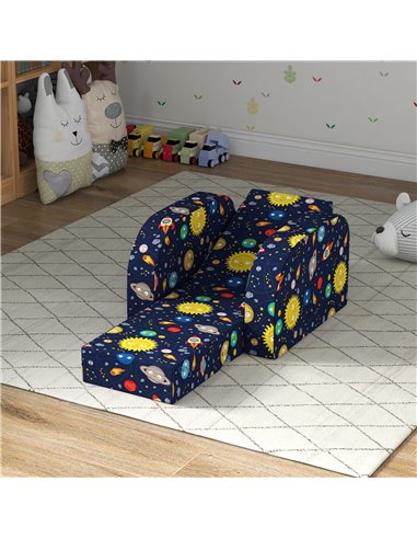 AIYAPLAY Foldable Toddler Chair Soft Snuggle Sponge Filled for Bedroom Playroom, Aged 18 Months to 3 Years - Dark Blue 310-077V7