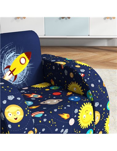 AIYAPLAY Foldable Toddler Chair Soft Snuggle Sponge Filled for Bedroom Playroom, Aged 18 Months to 3 Years - Dark Blue 310-077V7