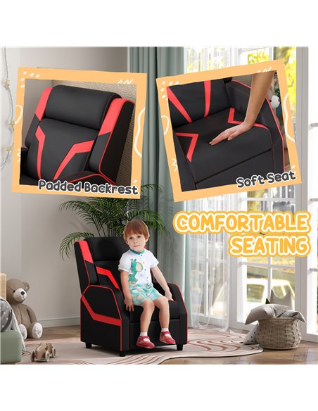 AIYAPLAY 2 in 1 Kids Chair Recliner with Backrest, Armrest, Footrest, PU Leather, for 3-9 Years Old, Black 310-070V70BK - pic 93192 | FastDaddyshop