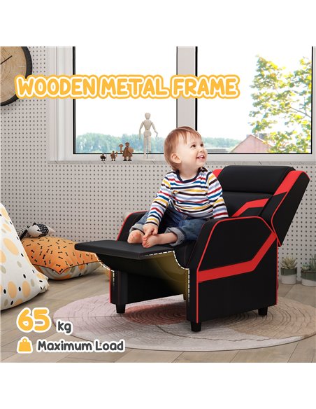 AIYAPLAY 2 in 1 Kids Chair Recliner with Backrest, Armrest, Footrest, PU Leather, for 3-9 Years Old, Black 310-070V70BK - pic 93193 | FastDaddyshop