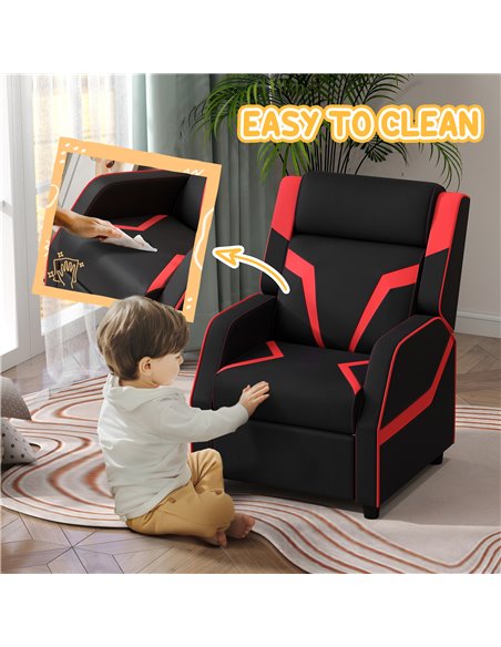 AIYAPLAY 2 in 1 Kids Chair Recliner with Backrest, Armrest, Footrest, PU Leather, for 3-9 Years Old, Black 310-070V70BK - pic 93194 | FastDaddyshop