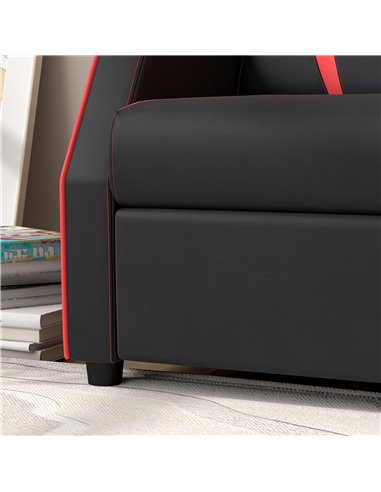 AIYAPLAY 2 in 1 Kids Chair Recliner with Backrest, Armrest, Footrest, PU Leather, for 3-9 Years Old, Black 310-070V70BK