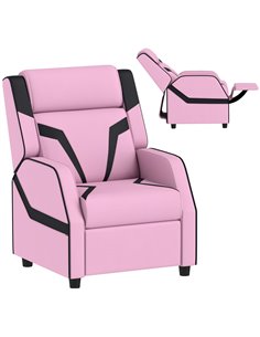 AIYAPLAY 2 in 1 Kids Chair Recliner with Backrest, Armrest, Footrest, PU Leather, for 3-9 Years Old, Pink 310-070V70PK