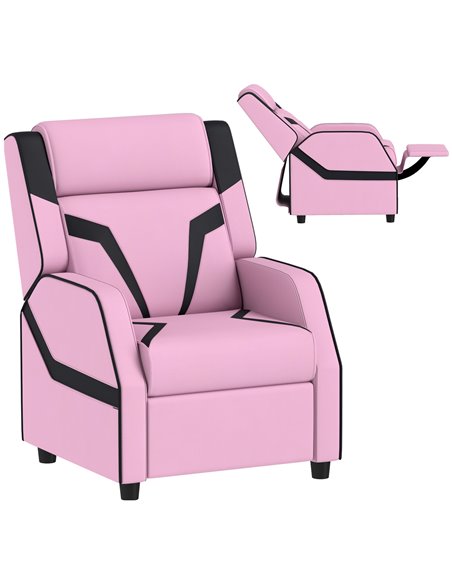 AIYAPLAY 2 in 1 Kids Chair Recliner with Backrest, Armrest, Footrest, PU Leather, for 3-9 Years Old, Pink 310-070V70PK - pic 93197 | FastDaddyshop