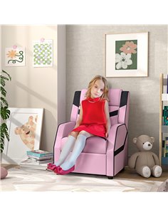 AIYAPLAY 2 in 1 Kids Chair Recliner with Backrest, Armrest, Footrest, PU Leather, for 3-9 Years Old, Pink 310-070V70PK 2