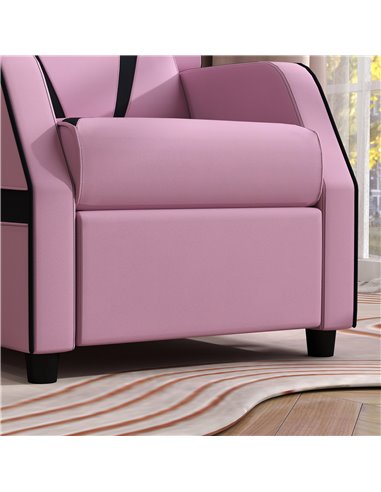 AIYAPLAY 2 in 1 Kids Chair Recliner with Backrest, Armrest, Footrest, PU Leather, for 3-9 Years Old, Pink 310-070V70PK
