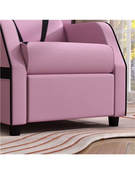 AIYAPLAY 2 in 1 Kids Chair Recliner with Backrest, Armrest, Footrest, PU Leather, for 3-9 Years Old, Pink 310-070V70PK - pic 93205 | FastDaddyshop