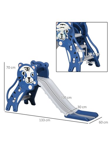 AIYAPLAY 2 in 1 Baby Slide for Indoor Use with Basketball Hoop, Basketball, for Ages 18-36 Months - Blue 331-043V00BU