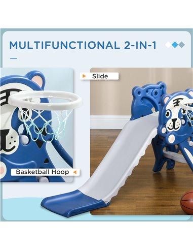 AIYAPLAY 2 in 1 Baby Slide for Indoor Use with Basketball Hoop, Basketball, for Ages 18-36 Months - Blue 331-043V00BU