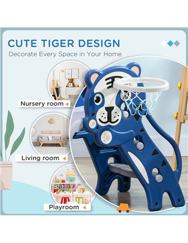 AIYAPLAY 2 in 1 Baby Slide for Indoor Use with Basketball Hoop, Basketball, for Ages 18-36 Months - Blue 331-043V00BU