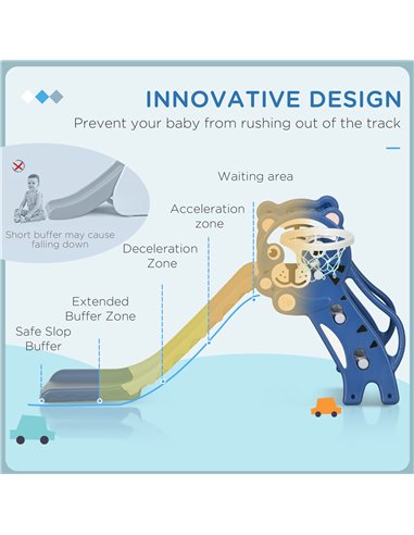 AIYAPLAY 2 in 1 Baby Slide for Indoor Use with Basketball Hoop, Basketball, for Ages 18-36 Months - Blue 331-043V00BU