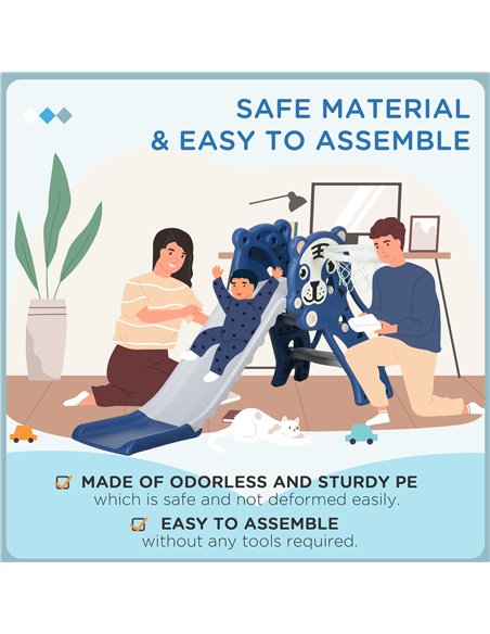 AIYAPLAY 2 in 1 Baby Slide for Indoor Use with Basketball Hoop, Basketball, for Ages 18-36 Months - Blue 331-043V00BU - pic 93266 | FastDaddyshop