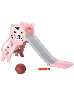 AIYAPLAY 2 in 1 Baby Slide for Indoor Use with Basketball Hoop, Basketball, for Ages 18-36 Months - Pink 331-043V00PK