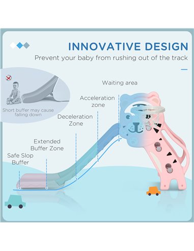 AIYAPLAY 2 in 1 Baby Slide for Indoor Use with Basketball Hoop, Basketball, for Ages 18-36 Months - Pink 331-043V00PK