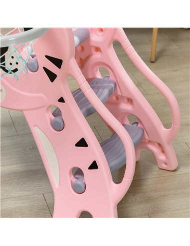 AIYAPLAY 2 in 1 Baby Slide for Indoor Use with Basketball Hoop, Basketball, for Ages 18-36 Months - Pink 331-043V00PK
