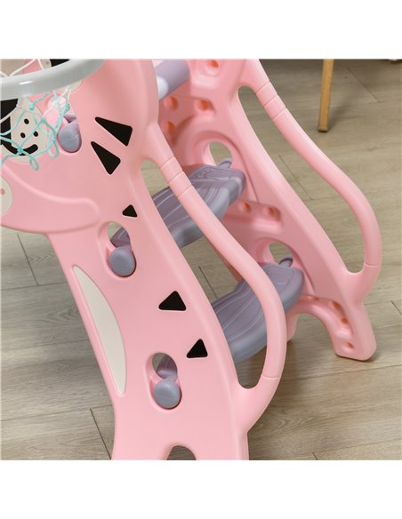 AIYAPLAY 2 in 1 Baby Slide for Indoor Use with Basketball Hoop, Basketball, for Ages 18-36 Months - Pink 331-043V00PK - pic 93276 | FastDaddyshop