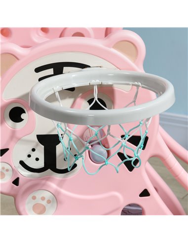 AIYAPLAY 2 in 1 Baby Slide for Indoor Use with Basketball Hoop, Basketball, for Ages 18-36 Months - Pink 331-043V00PK