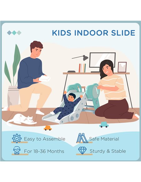 AIYAPLAY Foldable Kids Slide, Freestanding Baby Slide, for Ages 1.5-3 Years 331-039V00GN - pic 93283 | FastDaddyshop