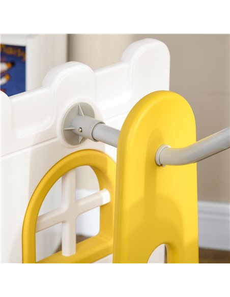 AIYAPLAY 6-in-1 Swing and Slide Set, Kids Playground with Basketball Hoop, Telescope, Storage Space - Yellow 331-053V00YL - pic 93294 | FastDaddyshop