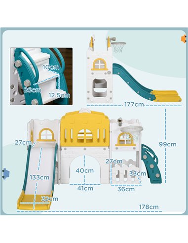 AIYAPLAY 7 in 1 Toddler Slide for 1-3 Years with Basketball Hoop, 331-054V00YL