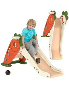 AIYAPLAY 3 in 1 Foldable Toddler Slide with Basketball Hoop, Climber, Carrot-themed, for 1-3 Years 331-044V00OG
