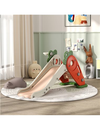 AIYAPLAY 3 in 1 Foldable Toddler Slide with Basketball Hoop, Climber, Carrot-themed, for 1-3 Years 331-044V00OG