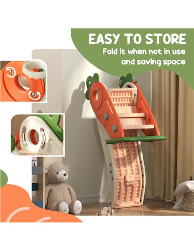 AIYAPLAY 3 in 1 Foldable Toddler Slide with Basketball Hoop, Climber, Carrot-themed, for 1-3 Years 331-044V00OG
