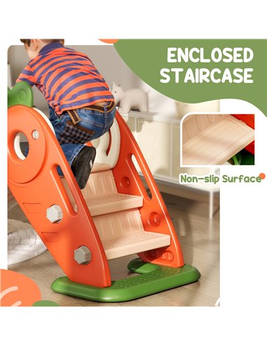 AIYAPLAY 3 in 1 Foldable Toddler Slide with Basketball Hoop, Climber, Carrot-themed, for 1-3 Years 331-044V00OG