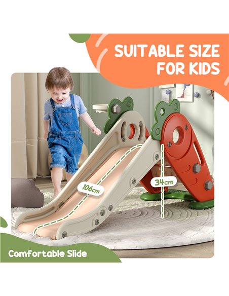 AIYAPLAY 3 in 1 Foldable Toddler Slide with Basketball Hoop, Climber, Carrot-themed, for 1-3 Years 331-044V00OG - pic 93312 | FastDaddyshop