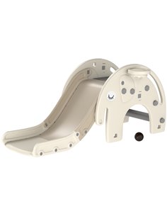 AIYAPLAY 3 in 1 Toddler Slide with Basketball Hoop, Climber, Elephant-Themed, for 1-3 Years, Cream White 331-046V00CW