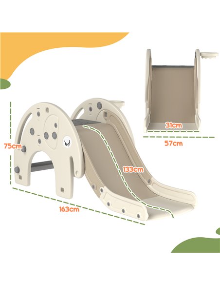 AIYAPLAY 3 in 1 Toddler Slide with Basketball Hoop, Climber, Elephant-Themed, for 1-3 Years, Cream White 331-046V00CW - pic 93316 | FastDaddyshop