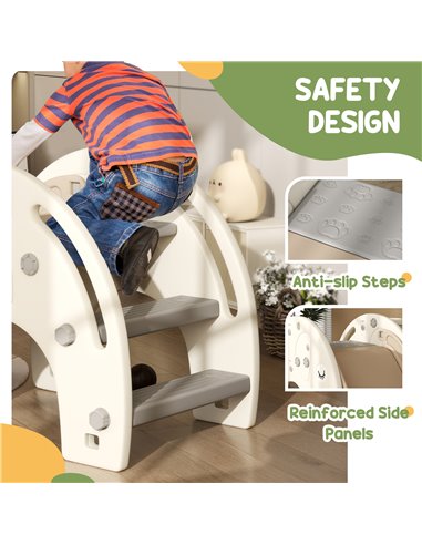 AIYAPLAY 3 in 1 Toddler Slide with Basketball Hoop, Climber, Elephant-Themed, for 1-3 Years, Cream White 331-046V00CW