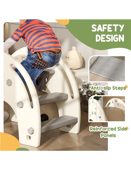 AIYAPLAY 3 in 1 Toddler Slide with Basketball Hoop, Climber, Elephant-Themed, for 1-3 Years, Cream White 331-046V00CW - pic 93319 | FastDaddyshop