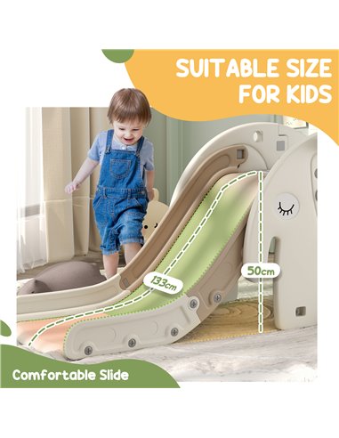 AIYAPLAY 3 in 1 Toddler Slide with Basketball Hoop, Climber, Elephant-Themed, for 1-3 Years, Cream White 331-046V00CW