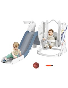 AIYAPLAY Space-Themed Kids Slide and Swing Set, with Basketball Hoop, Blue 331-038V00BU